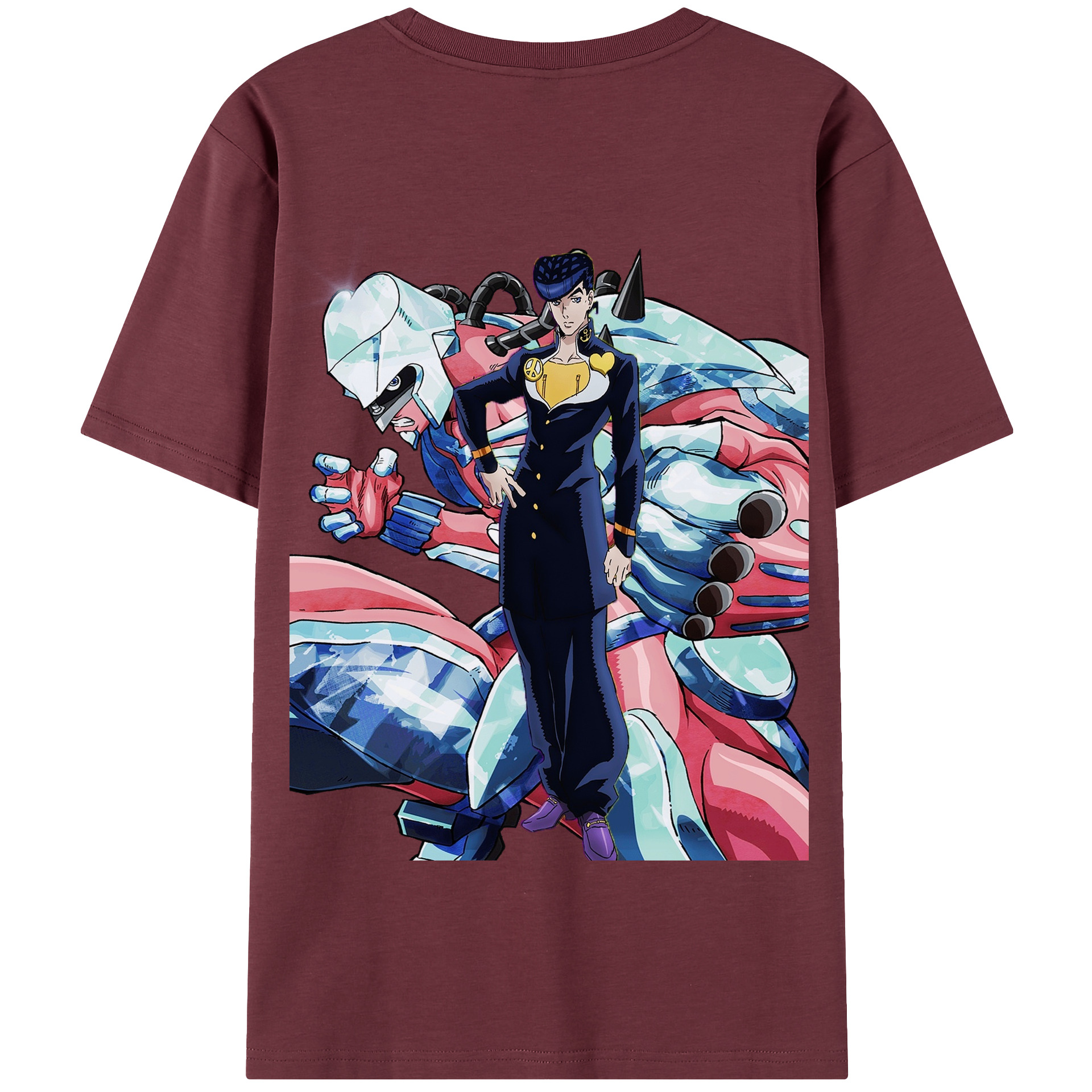 （画像用） ジョジョの奇妙な冒険 ひがしかた じょうすけ JoJo's Bizarre Adventure Higashikata Josuke 綿100％半袖Tシャツ（背面プリント）